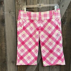 Puma Pink & White Plaid Bermuda Golf Athletic Shorts